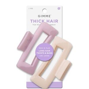 Gimme Beauty Thick Rectangle Claw Clip Hair Clip Purple/Cream 2pc
